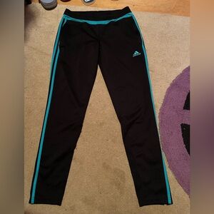 Adidas Black Joggers with Teal Accents
